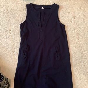 Navy shift dress poly blend no wrinkle sz m